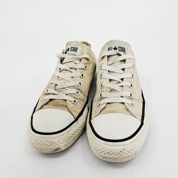 Converse All Star Ivory Iridescent Rainbow Glitter Sneakers Sneaker Shoe 9 - Picture 2 of 10